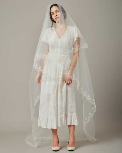 DARLEY EMBROIDERED BRIDAL VEIL FRONT