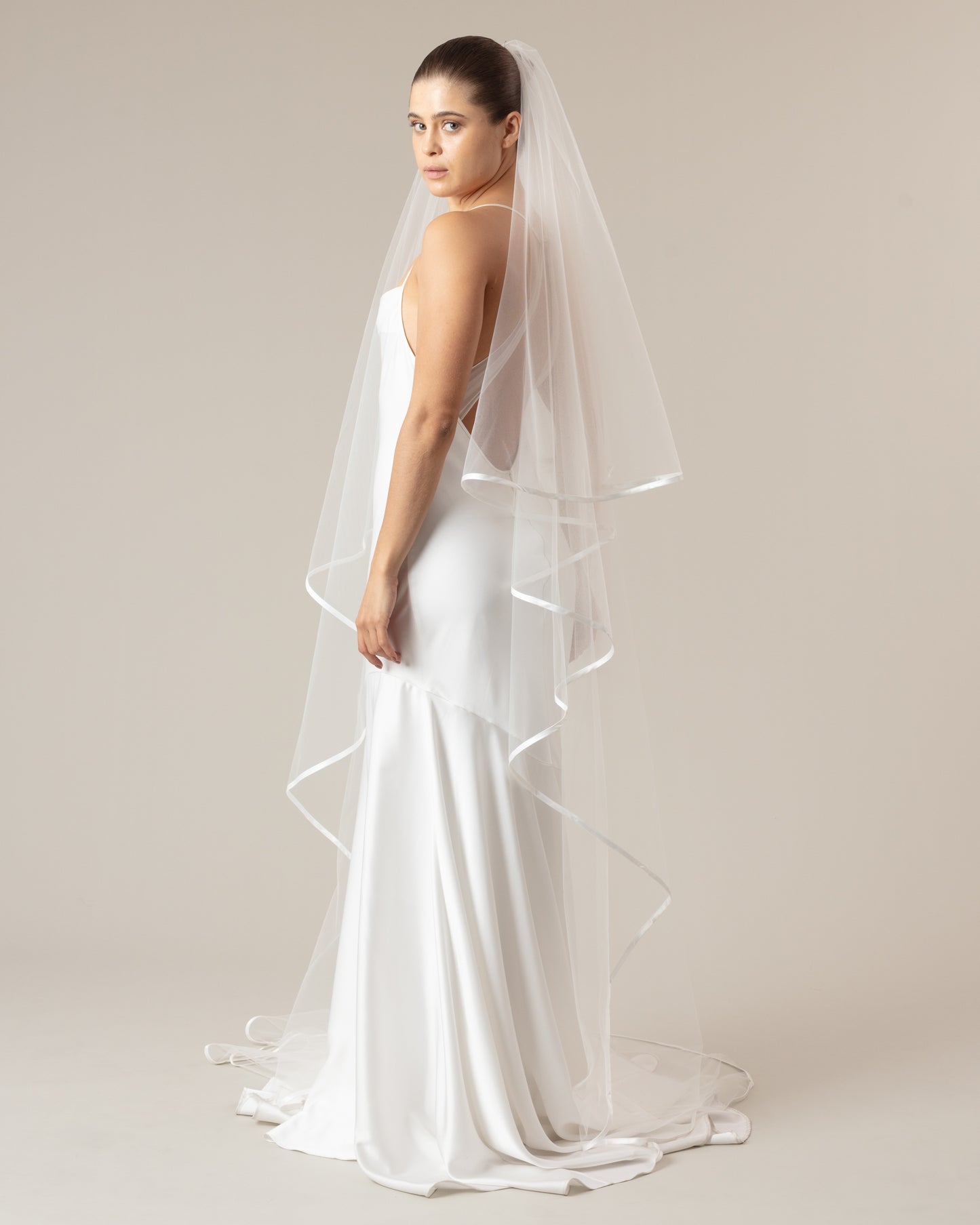 The Ofrenda Satin Edge Veil
