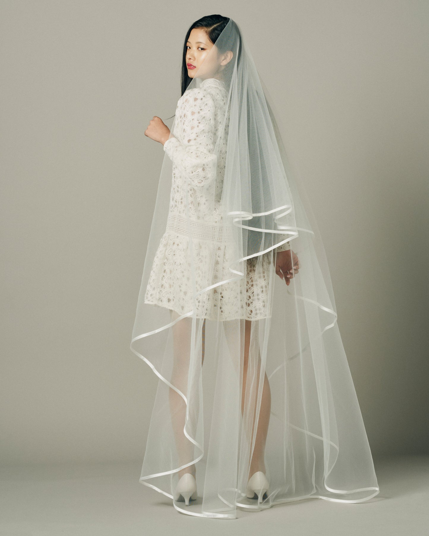 The Ofrenda Satin Edge Veil