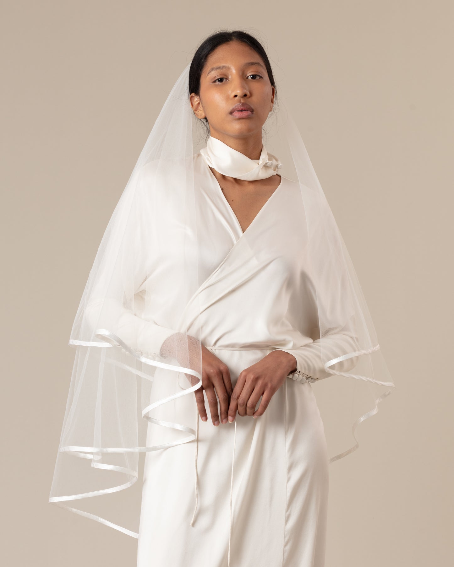 The Ofrenda Satin Edge Veil