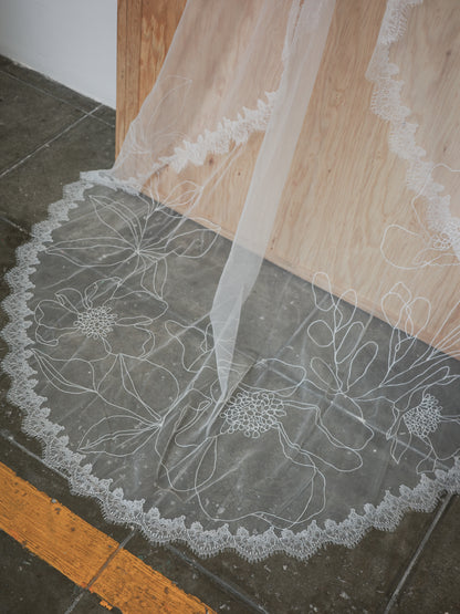 ROMINA LINE EMBROIDERY LACE VEIL