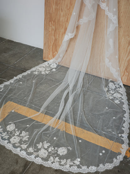 ANASTASIA EMBROIDERED LACE VEIL
